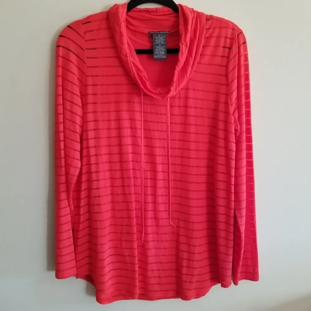 Chelsea & Theodore orange cowl neck top M - Picture 5 of 6